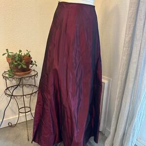 Scott McClintock Women’s 6 Skirt Burgundy A-Line Formal Maxi Taffeta Made in USA